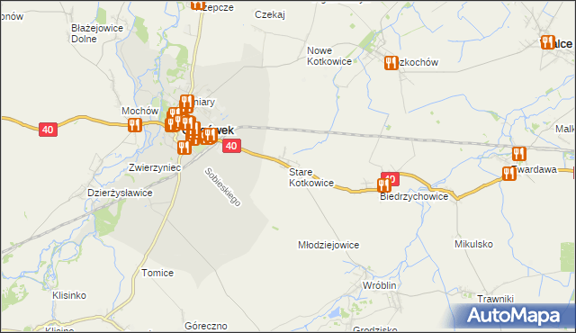 mapa Stare Kotkowice, Stare Kotkowice na mapie Targeo