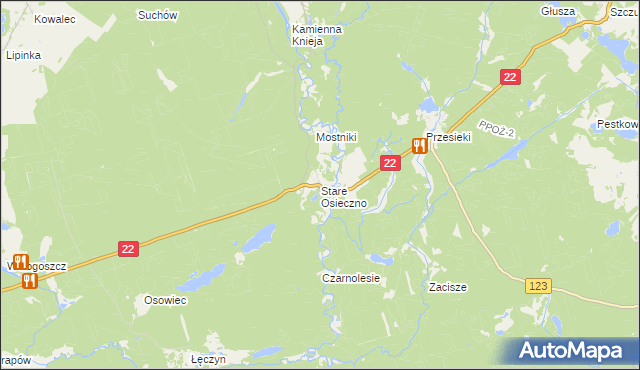 mapa Stare Osieczno, Stare Osieczno na mapie Targeo