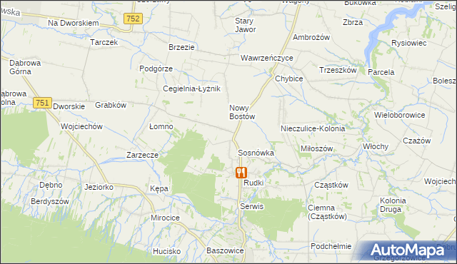 mapa Stary Bostów, Stary Bostów na mapie Targeo