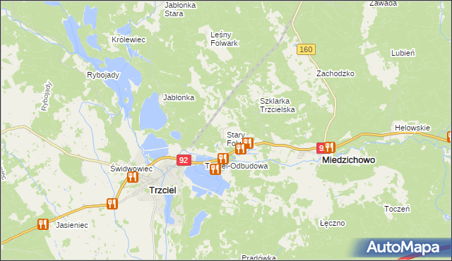 mapa Stary Folwark gmina Miedzichowo, Stary Folwark gmina Miedzichowo na mapie Targeo