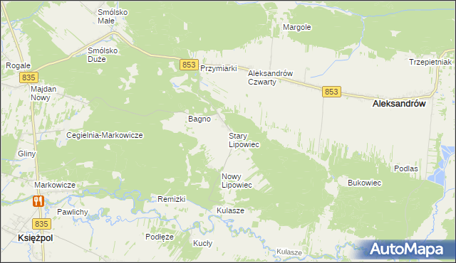 mapa Stary Lipowiec, Stary Lipowiec na mapie Targeo