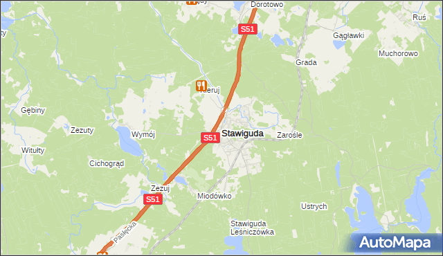 mapa Stawiguda, Stawiguda na mapie Targeo