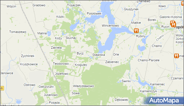 mapa Stawiska gmina Piotrków Kujawski, Stawiska gmina Piotrków Kujawski na mapie Targeo