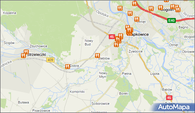 mapa Steblów gmina Krapkowice, Steblów gmina Krapkowice na mapie Targeo