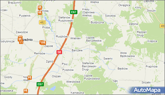 mapa Stefanów Barczewski Pierwszy, Stefanów Barczewski Pierwszy na mapie Targeo