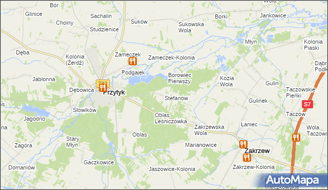 mapa Stefanów gmina Przytyk, Stefanów gmina Przytyk na mapie Targeo