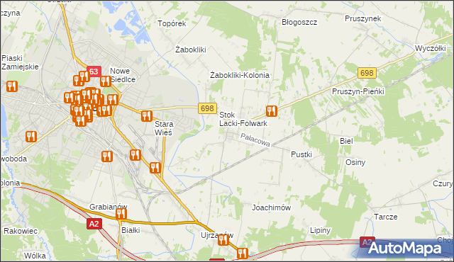 mapa Stok Lacki, Stok Lacki na mapie Targeo