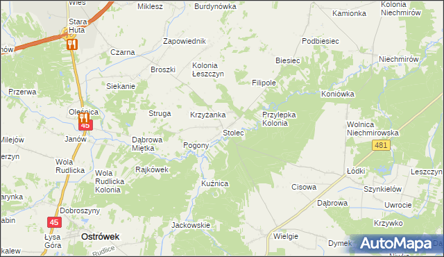 mapa Stolec gmina Złoczew, Stolec gmina Złoczew na mapie Targeo