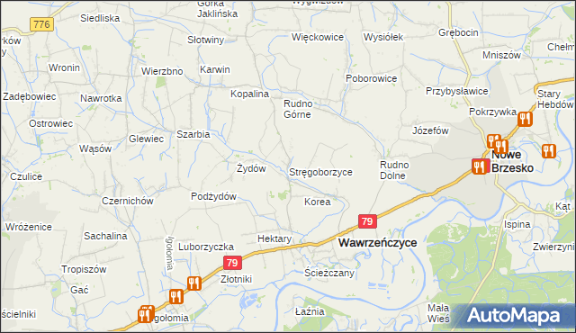 mapa Stręgoborzyce, Stręgoborzyce na mapie Targeo