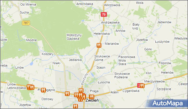 mapa Strykowice Górne, Strykowice Górne na mapie Targeo