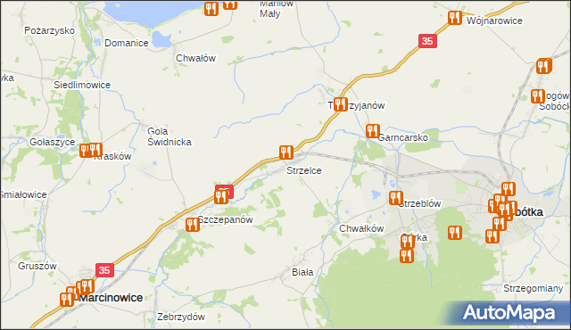 mapa Strzelce gmina Marcinowice, Strzelce gmina Marcinowice na mapie Targeo