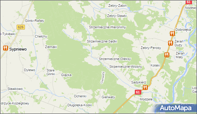 mapa Strzemieczne-Oleksy, Strzemieczne-Oleksy na mapie Targeo