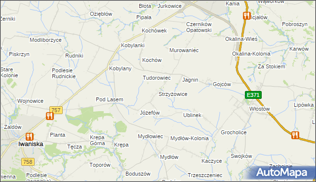 mapa Strzyżowice gmina Opatów, Strzyżowice gmina Opatów na mapie Targeo