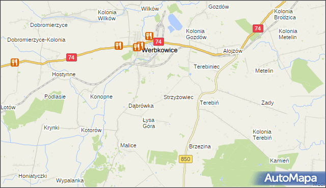 mapa Strzyżowiec gmina Werbkowice, Strzyżowiec gmina Werbkowice na mapie Targeo