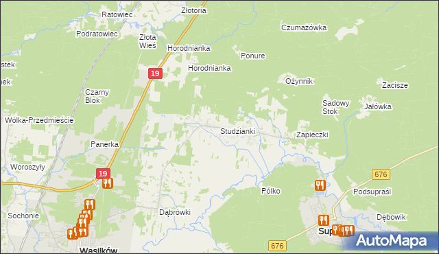mapa Studzianki gmina Wasilków, Studzianki gmina Wasilków na mapie Targeo