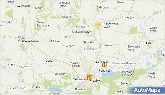 mapa Studzienice gmina Przytyk, Studzienice gmina Przytyk na mapie Targeo