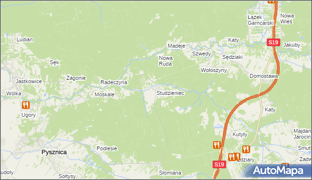 mapa Studzieniec gmina Pysznica, Studzieniec gmina Pysznica na mapie Targeo