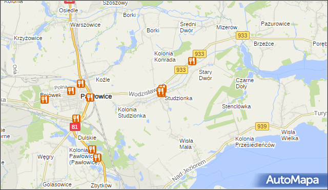 mapa Studzionka gmina Pszczyna, Studzionka gmina Pszczyna na mapie Targeo