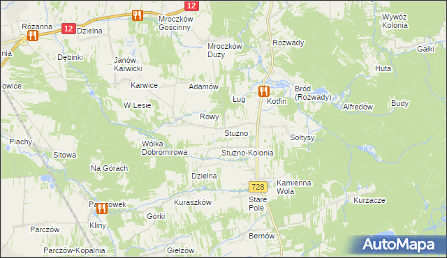 mapa Stużno, Stużno na mapie Targeo