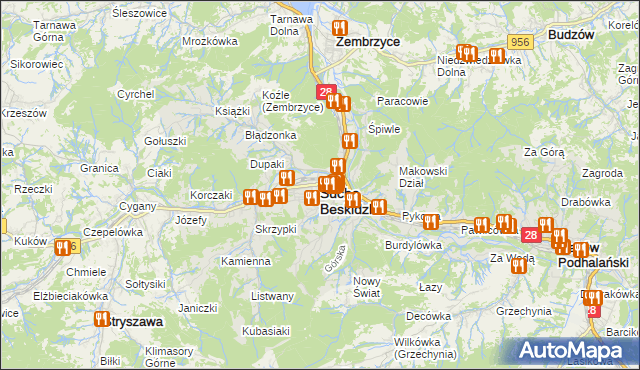 mapa Sucha Beskidzka, Sucha Beskidzka na mapie Targeo