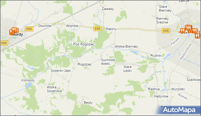 mapa Suchodół Wielki, Suchodół Wielki na mapie Targeo