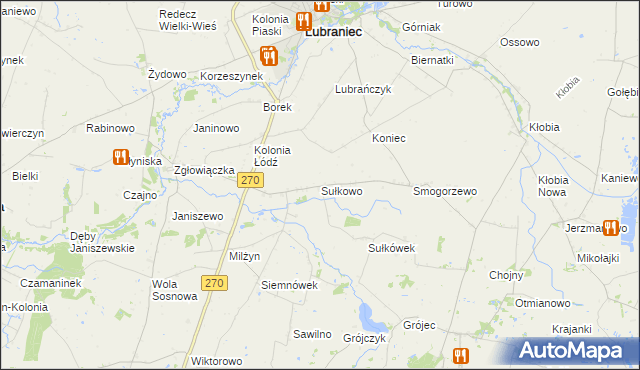 mapa Sułkowo gmina Lubraniec, Sułkowo gmina Lubraniec na mapie Targeo
