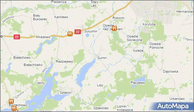 mapa Sumin gmina Starogard Gdański, Sumin gmina Starogard Gdański na mapie Targeo