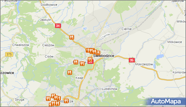 mapa Świebodzice, Świebodzice na mapie Targeo