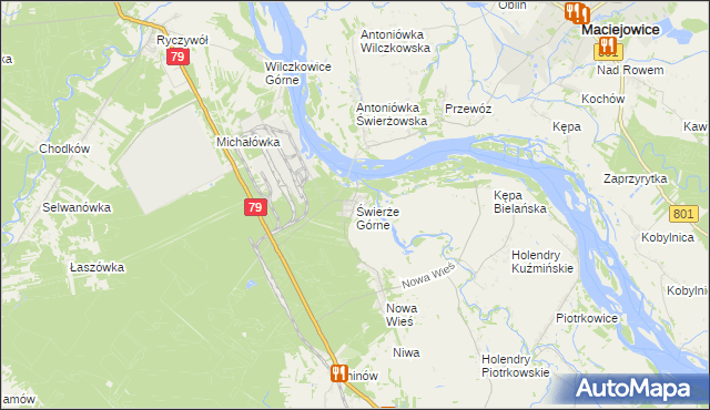 mapa Świerże Górne, Świerże Górne na mapie Targeo