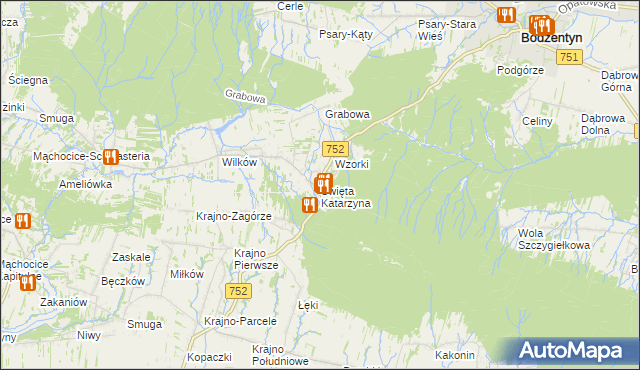 mapa Święta Katarzyna gmina Bodzentyn, Święta Katarzyna gmina Bodzentyn na mapie Targeo