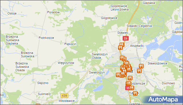 mapa Świętoszyn Osada, Świętoszyn Osada na mapie Targeo