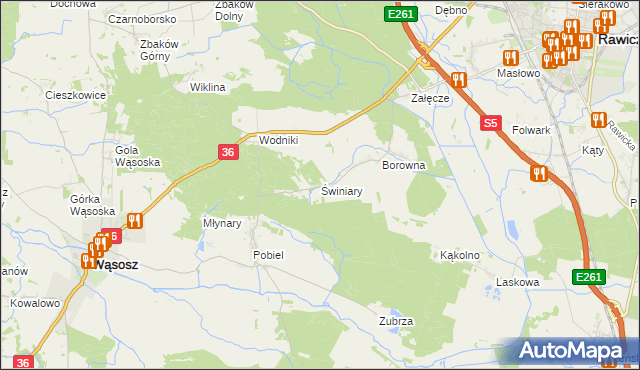 mapa Świniary gmina Wąsosz, Świniary gmina Wąsosz na mapie Targeo