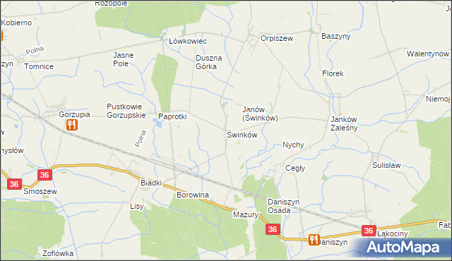 mapa Świnków gmina Krotoszyn, Świnków gmina Krotoszyn na mapie Targeo