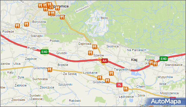 mapa Szarów gmina Kłaj, Szarów gmina Kłaj na mapie Targeo