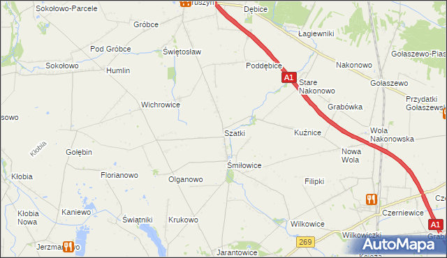 mapa Szatki gmina Choceń, Szatki gmina Choceń na mapie Targeo