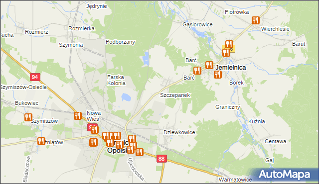 mapa Szczepanek gmina Strzelce Opolskie, Szczepanek gmina Strzelce Opolskie na mapie Targeo