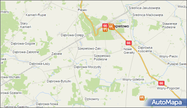 mapa Szepietowo Podleśne, Szepietowo Podleśne na mapie Targeo