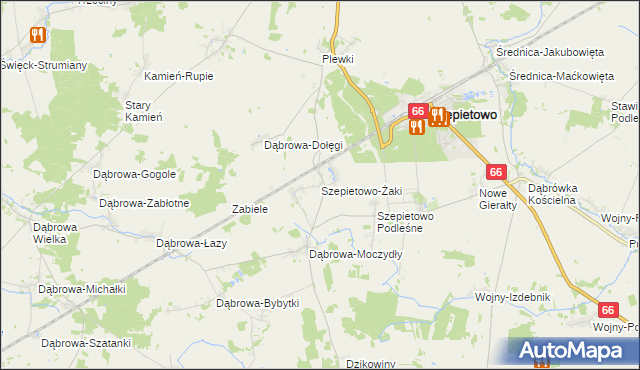 mapa Szepietowo-Żaki, Szepietowo-Żaki na mapie Targeo