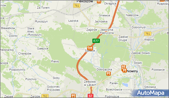 mapa Szewce gmina Sitkówka-Nowiny, Szewce gmina Sitkówka-Nowiny na mapie Targeo