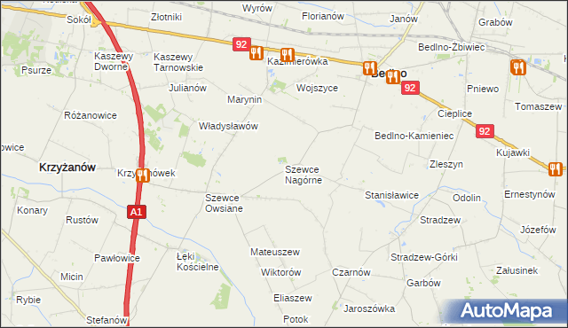 mapa Szewce Nagórne, Szewce Nagórne na mapie Targeo