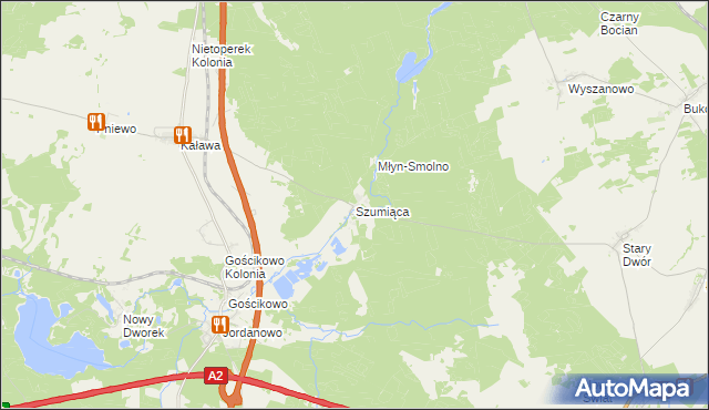 mapa Szumiąca gmina Międzyrzecz, Szumiąca gmina Międzyrzecz na mapie Targeo
