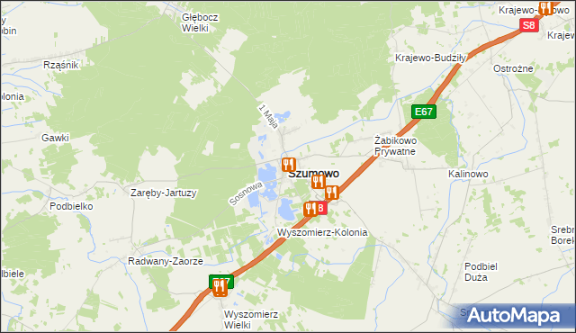 mapa Szumowo powiat zambrowski, Szumowo powiat zambrowski na mapie Targeo