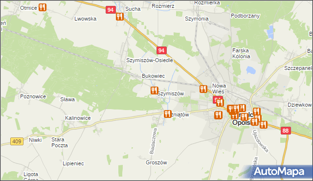 mapa Szymiszów, Szymiszów na mapie Targeo