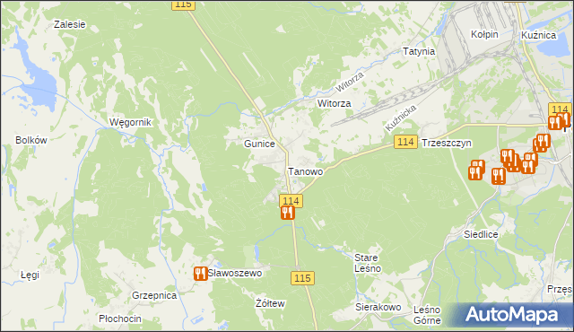 mapa Tanowo, Tanowo na mapie Targeo