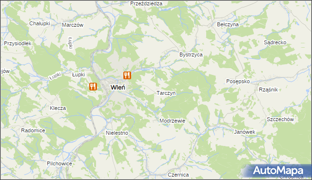 mapa Tarczyn gmina Wleń, Tarczyn gmina Wleń na mapie Targeo