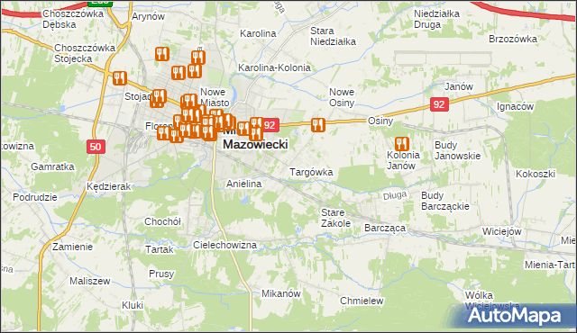 mapa Targówka gmina Mińsk Mazowiecki, Targówka gmina Mińsk Mazowiecki na mapie Targeo
