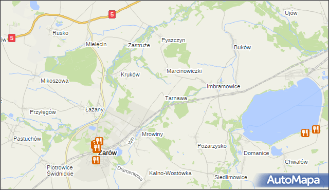 mapa Tarnawa gmina Żarów, Tarnawa gmina Żarów na mapie Targeo