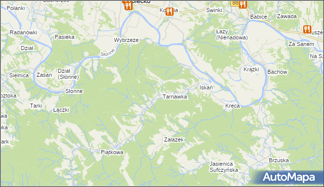 mapa Tarnawka gmina Dubiecko, Tarnawka gmina Dubiecko na mapie Targeo