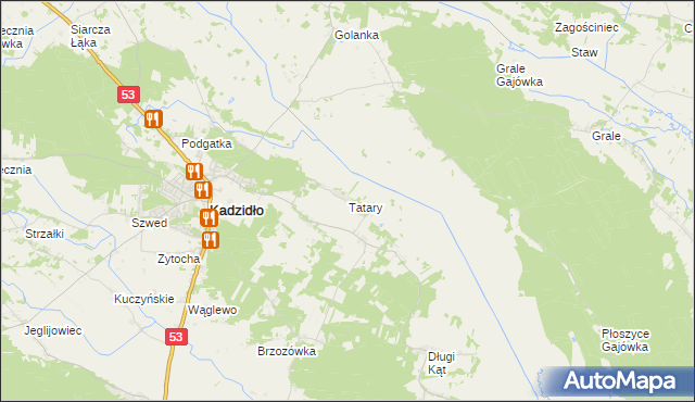 mapa Tatary gmina Kadzidło, Tatary gmina Kadzidło na mapie Targeo