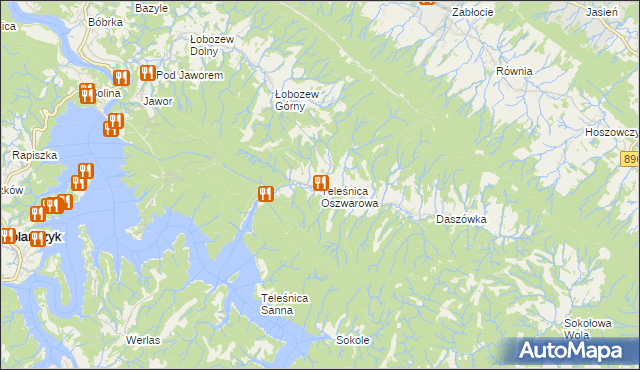 mapa Teleśnica Oszwarowa, Teleśnica Oszwarowa na mapie Targeo